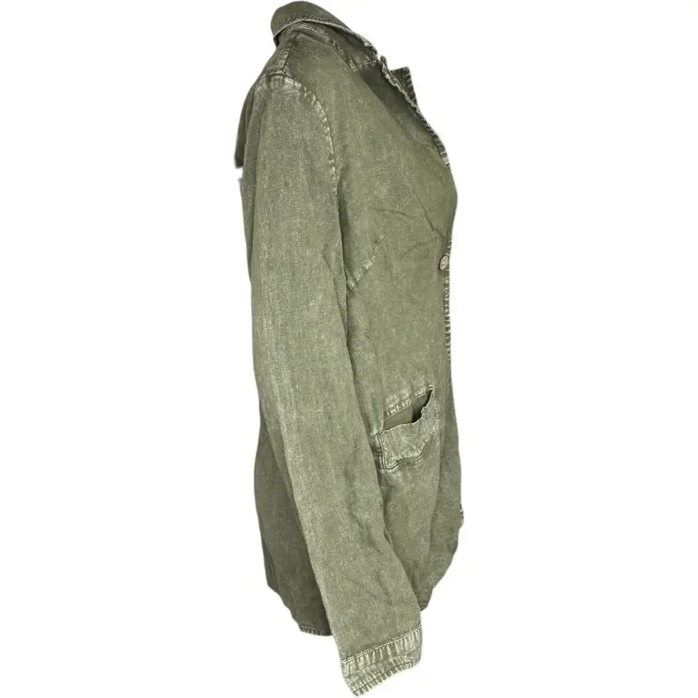 Peace Love World Boheme‎ Relaxed Linen Blend Blazer Rich Olive X-Small NWOT
